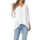 thumbnail image 1 of INSPIRE CHIC Blusa de Mujer con Mangas de Campana 3/4, Cuello en V, Dobladillo Asimétrico, Casual Elegante, Talla M, Blanca, 1 of 6