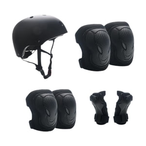 Ioensy - 7 Piezas/Juego De Casco De Bicicleta Para Niños, Equipo Transpirable, Casco De Patineta Portátil, Talla S