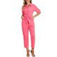 thumbnail image 1 of INSPIRE CHIC Mono de Mujer para Regreso a Clases de Manga Corta con Cuello, Botones, Cinturón en la Cintura, Algodón, Estilo Cargo, Talla XL, Rojo Sandía, 1 of 5