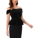 thumbnail image 4 of INSPIRE CHIC Top de Terciopelo de Noche para Mujer, Hombros Descubiertos, Cóctel, Formal, Peplum, 2XL Negro, 4 of 6