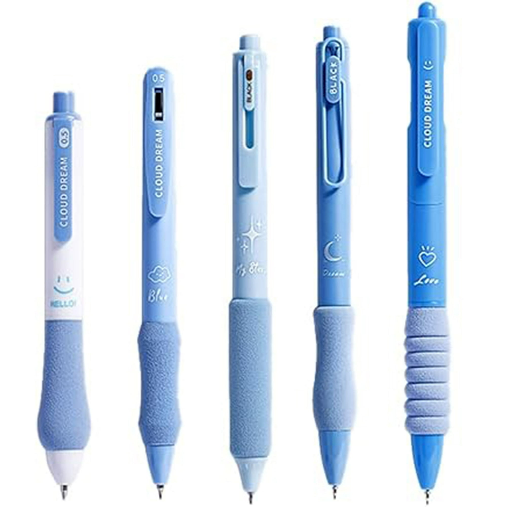 Veatool - Bolígrafo Negro Neutro De 0.5mm (paquete De 5), Bolígrafo De Tinta Negra De Secado Rápido, Lindo Y Elegante, Cómodo Y Suave Bolígrafo Retráctil (azul)