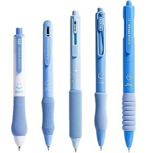 Veatool - Bolígrafo Negro Neutro De 0.5Mm (Paquete De 5), Bolígrafo De Tinta Negra De Secado Rápido, Lindo Y Elegante, Cómodo Y Suave Bolígrafo Retráctil (Azul)