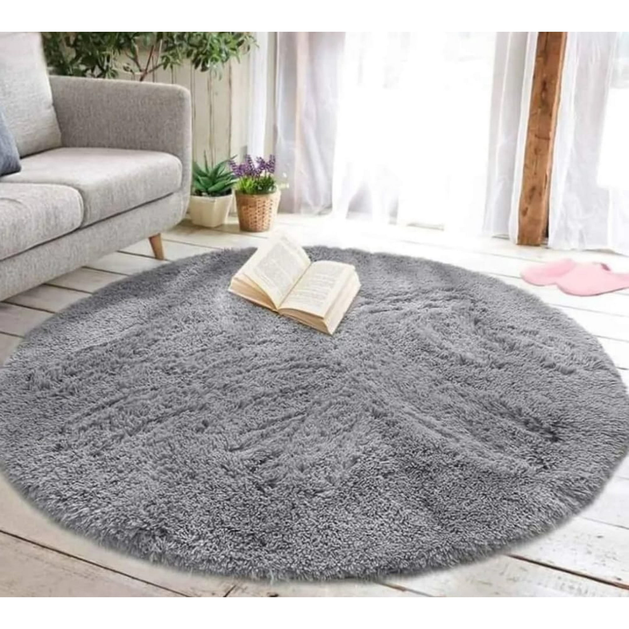 Angeles Del Hogar - Alfombra Pelo Corto Tipo Shaggy Redonda
