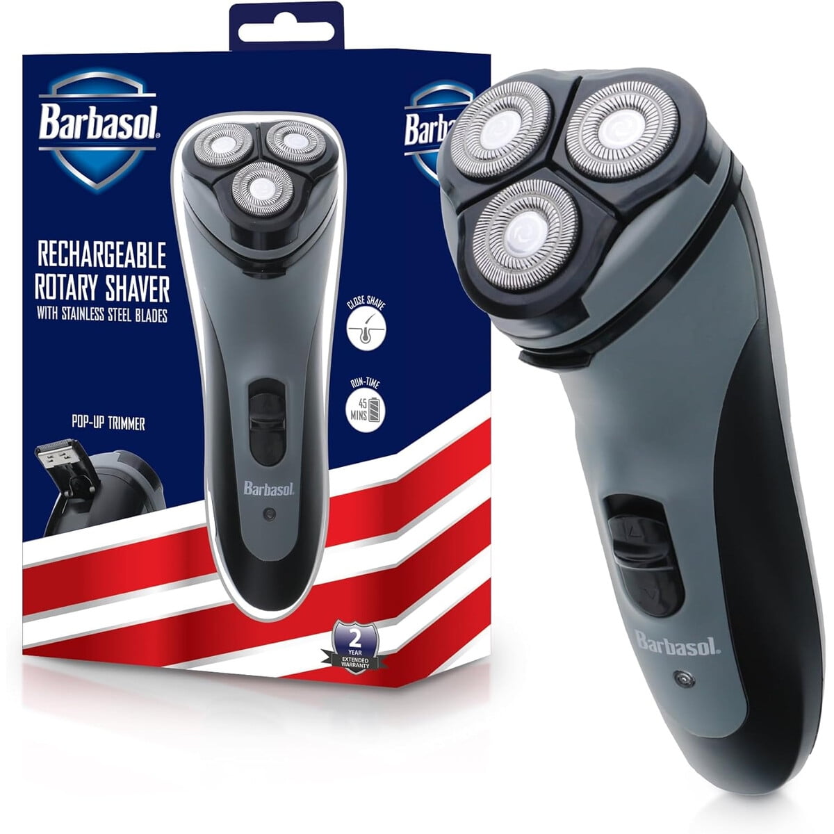Afeitadora Rotativa Barbasol Recargable Cuchillas Acero
