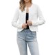 thumbnail image 1 of INSPIRE CHIC Cárdigan de punto con botones para mujer de manga larga con cuello redondo y bolsillos frontales, suéter casual, talla S, blanco, 1 of 6