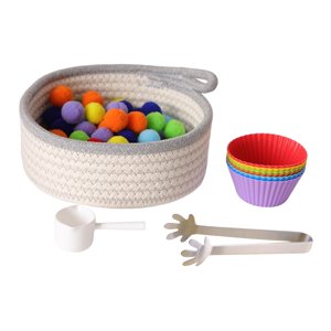 Magideal - Juego De Correspondencias Multicolor Cognición Material Didáctico Coordinación Mano-Ojo Clasificación Cesta De Hilo De Algodón
