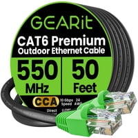 Cable De Conexión Ethernet Gearit Rj45 Cat-6 De 15,2 M Para Exteriores, Negro