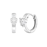 Inseasons - Argollas De Plata 925 Con Corazón De Circones Para Niñas