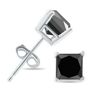 Aros Paris Jewelry 14K White Gold 0.5 Ct Created Diamond Princess Stud Earrings Blanco