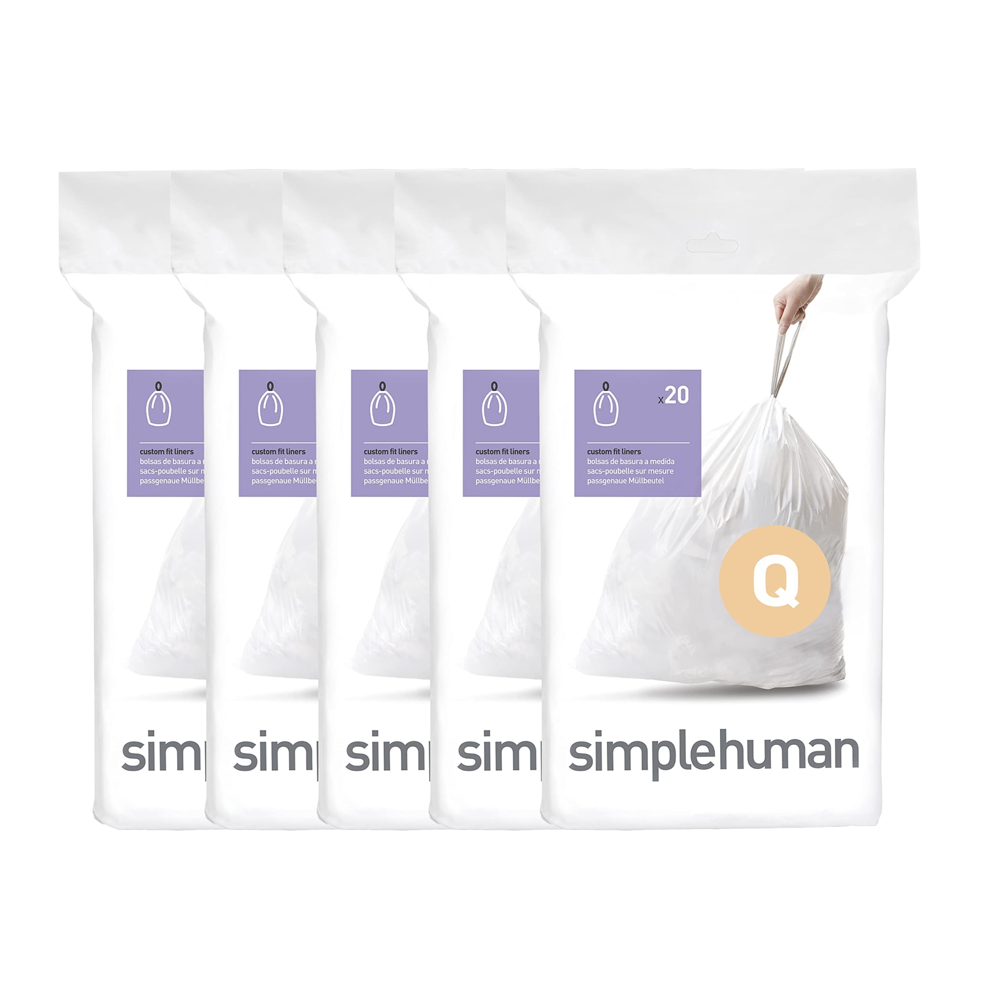 Bolsas De Basura Simplehuman Code Q De 50 A 65 Litros, 13 A 17 Galones, 100 Unidades