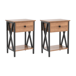 Habita2 Chile - Pack 2 Velador Cross Industrial Urbano Estructura Metalica Mdf