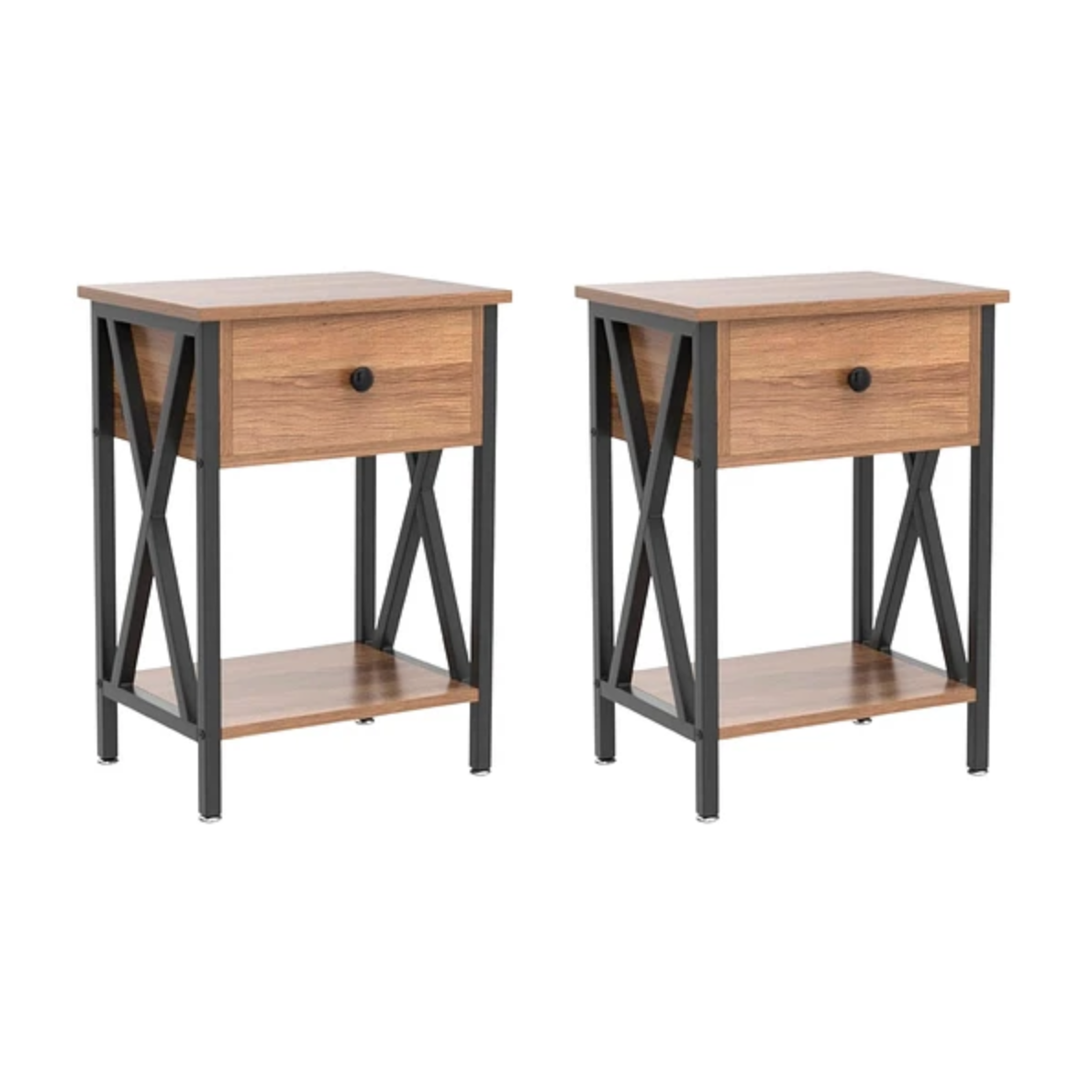 Habita2 Chile - Pack 2 Velador Cross Industrial Urbano Estructura Metalica Mdf