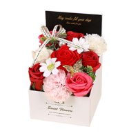 Magideal - Caja De Flores De Jabón Jabón De Flores En Caja De Regalo Jabón De Rosas Romántico Jabón De Baño De Flores Artificial Para Aniversario De Boda Mamá El Rojo