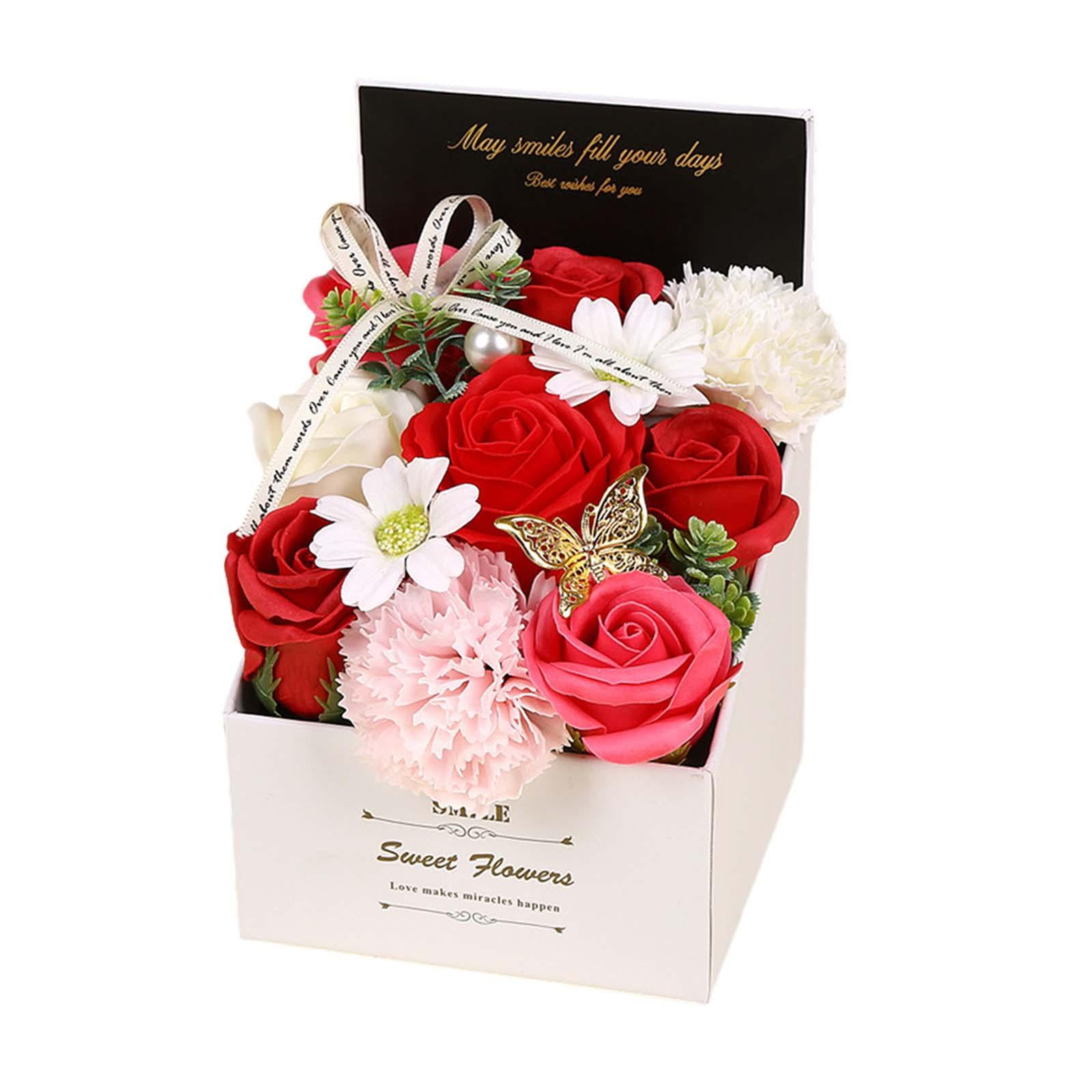 Magideal - Caja De Flores De Jabón Jabón De Flores En Caja De Regalo Jabón De Rosas Romántico Jabón De Baño De Flores Artificial Para Aniversario De Boda Mamá El Rojo