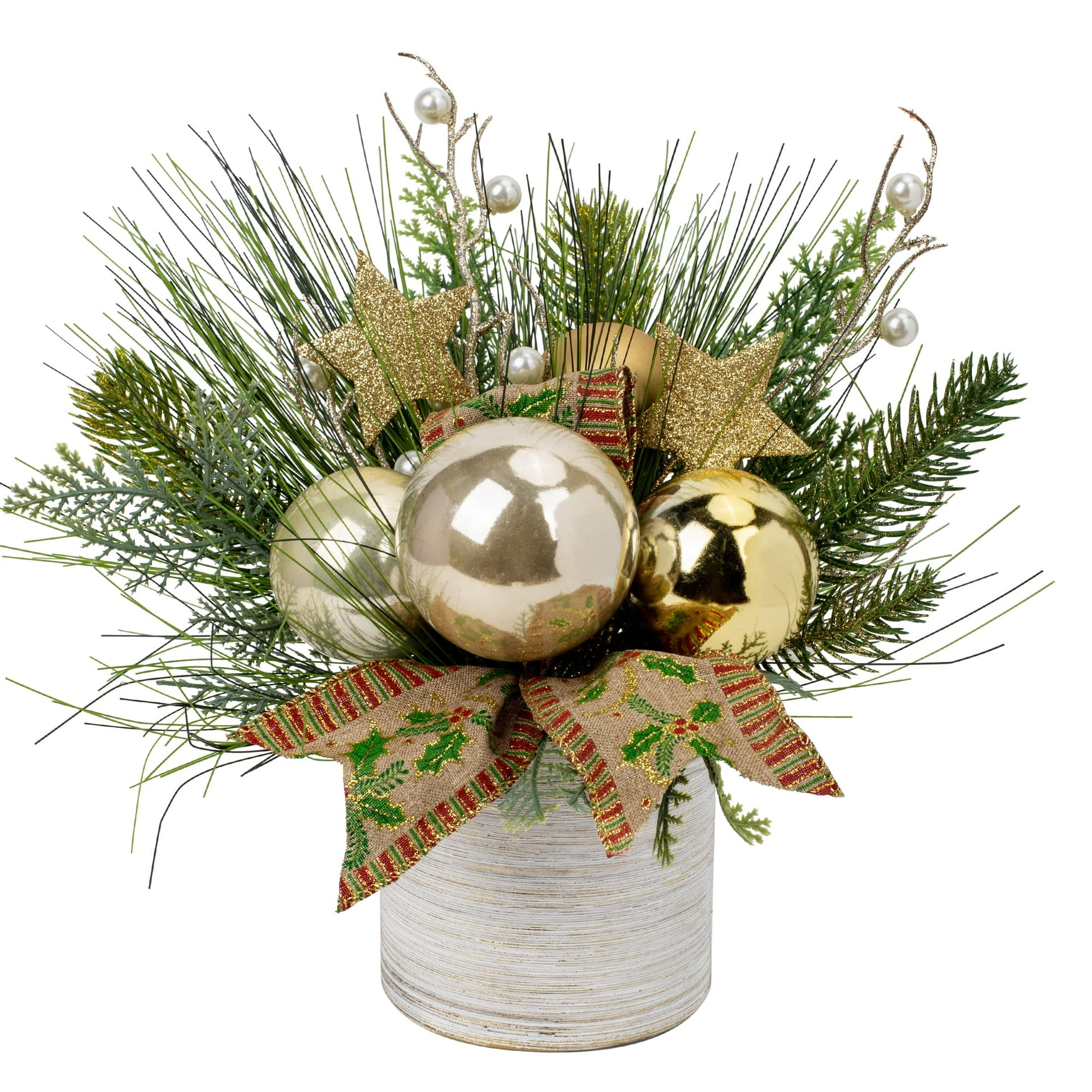 Árbol De Navidad Hollyone, Pequeño, Artificial, 25 Cm, Con Adornos