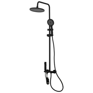 Joytek - Columna Ducha Teclado Monomando 4 Funciones Plato Redondo Negro