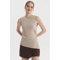Fashionspark - Polera Mujer Basta Asimétrica Beige Claro
