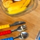 thumbnail image 5 of Tenedor y cuchara de acero inoxidable de seguridad para niños, juego de vajilla infantil de tres piezas, 5 of 8