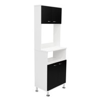 Fmfurniture - Mueble Microonad 4 Puertas Fm-011B Blanco Y Negro