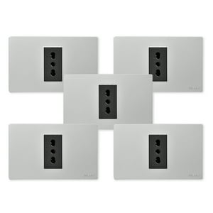 Want - Pack 5 Tomacorriente Simple Metálico 16A - Gris Negro
