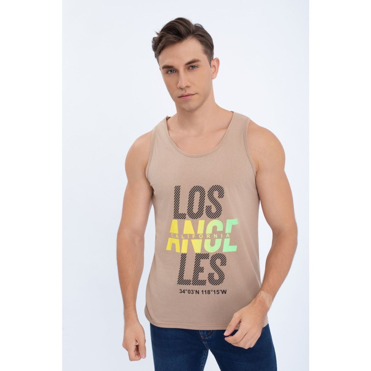 Likeshop - Polera Musculosa Hombre Sin Mangas Colores Los Angeles 7605