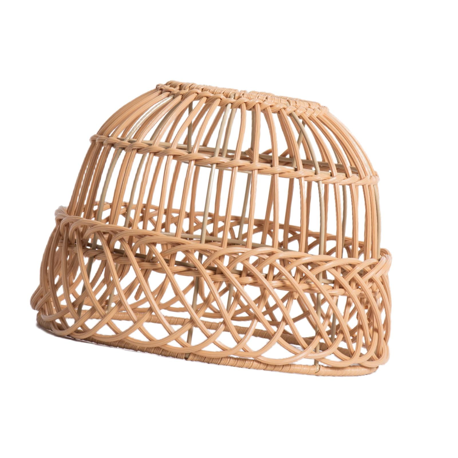 Magideal - Pantalla De Lámpara Colgante De Tejido De Ratán, Cubierta De Luz De Araña Retro, Accesorios De Decoración, Pantalla De Lámpara Colgante Tejida Para El Amarillo