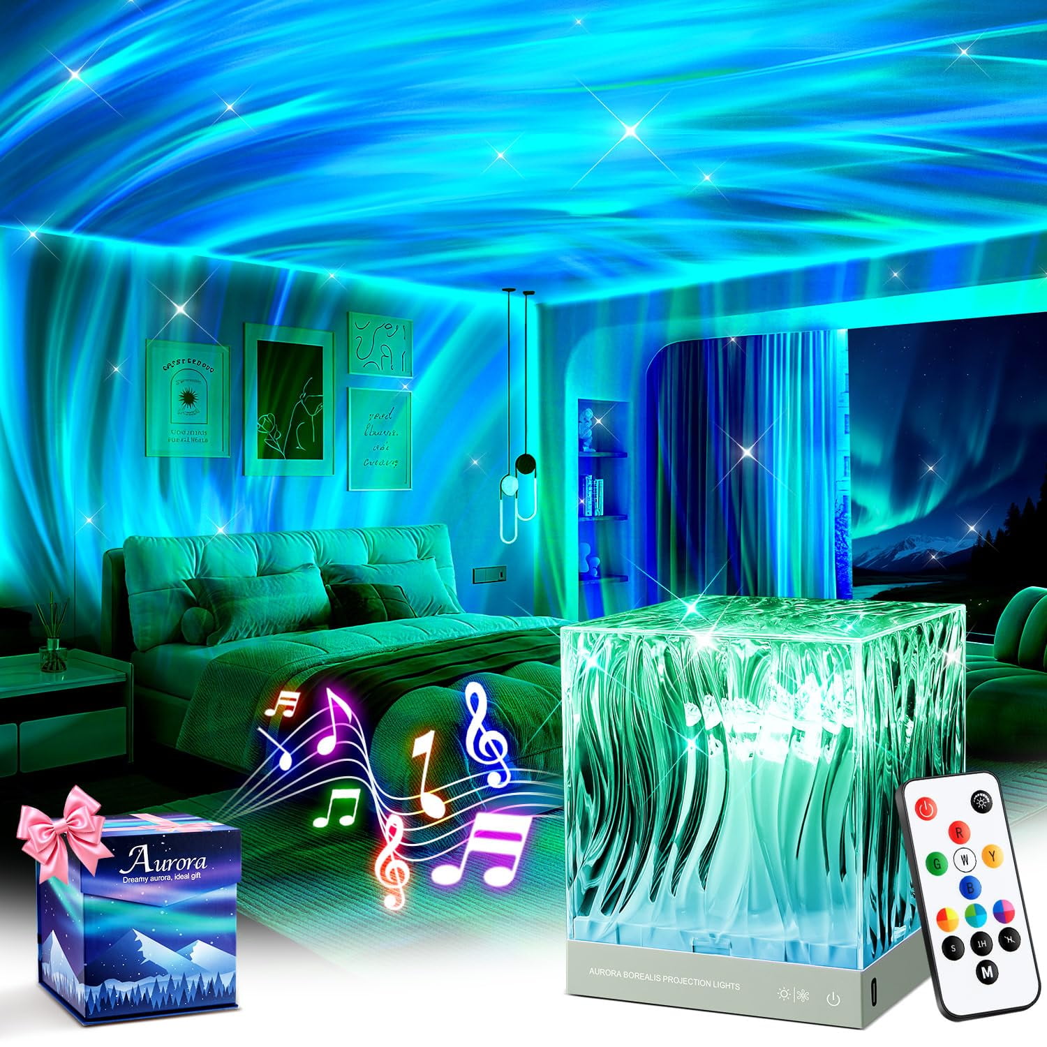 Proyector De Luz Nocturna Mubarek Northern Lights Con Bluetooth