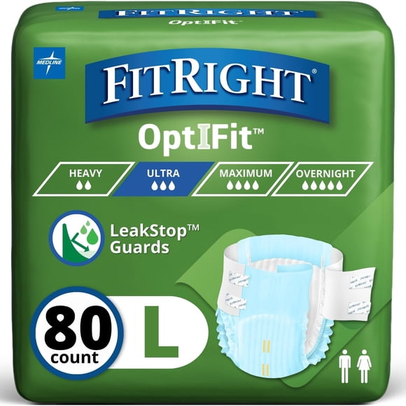 Pañales para adultos FitRight Ultra Heavy Absorbency L 44-56 pulgadas 80C