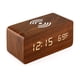 thumbnail image 1 of Reloj despertador digital de madera con carga inalámbrica, pantalla LED de 3 alarmas, control de sonido y función de repetición dual para dormitorio, mesita de noche y oficina., 1 of 8