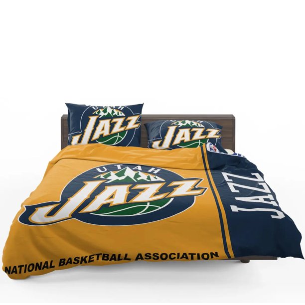Utah Jazz NBA Basketball Quilt Duvet Cover Set Kids Bed Linen 3-Piece Bedding Set