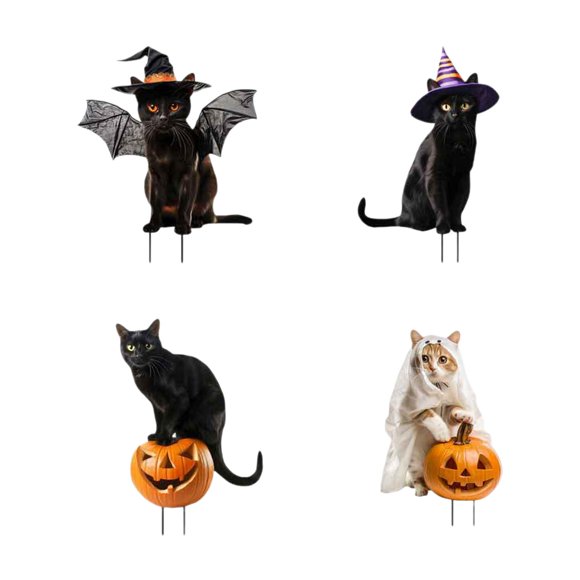 4 Estatuas De Gatos Para Jardín, Lindas Esculturas De Animales Para Césped Y Caminos Al Aire Libre