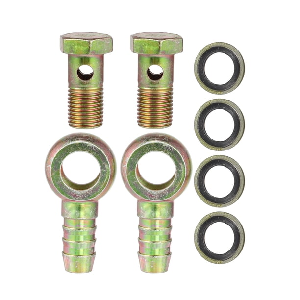 REGALWOVEN Tornillo Banjo M14x1.5 14mm Adaptador de Tornillo de Manguera Banjo con Arandelas para Motocicleta Coche (Juego de 2)