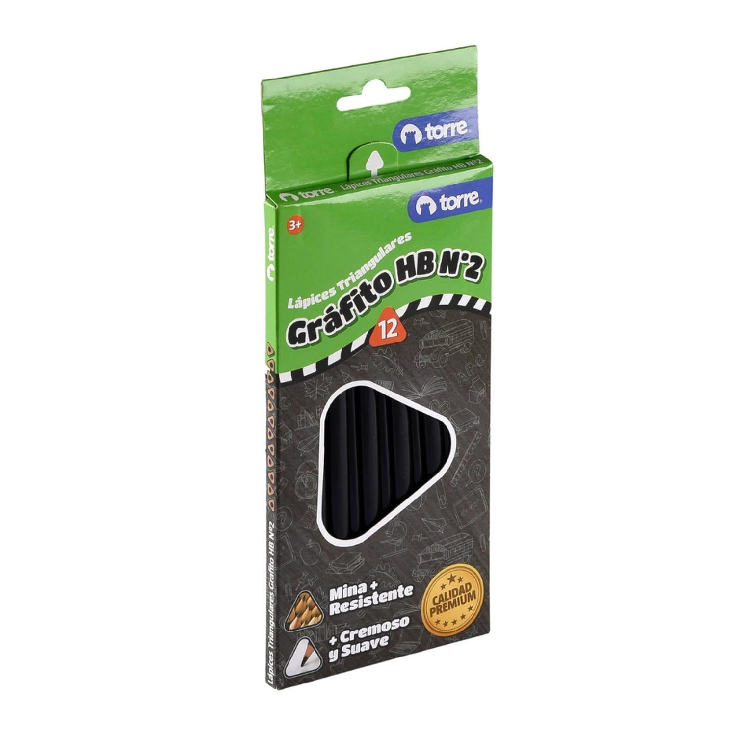 Torre Lapiz Grafito N2 Negro 12 Unid Sin Goma