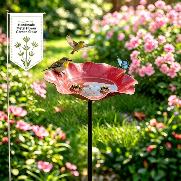 Estacas jardín flor metal hechas mano 5 uds estación riego abejas diseño floral jardín