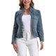 thumbnail image 1 of INSPIRE CHIC Chaquetas de Mezclilla para Mujer Cuello Alto Mangas Largas Chaquetas de Jean Cortas Azul Vintage M, 1 of 6