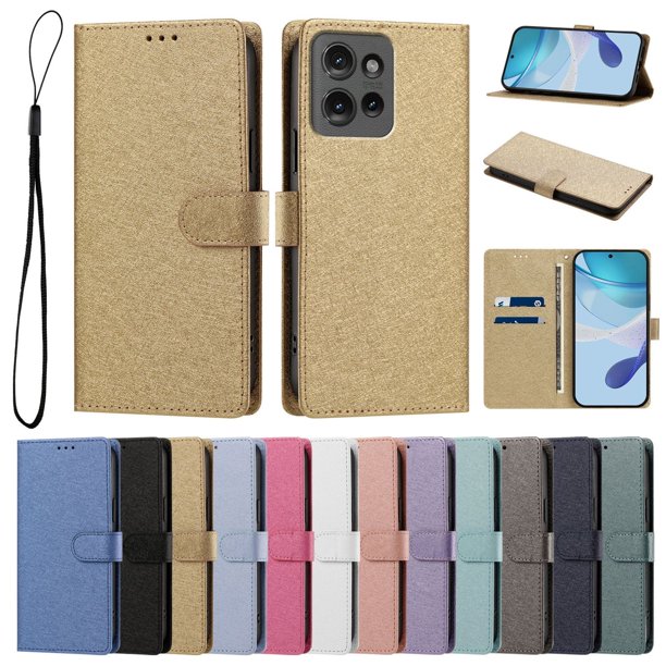 Cartera para Motorola Edge 50 con Soporte y Correa, Dorado