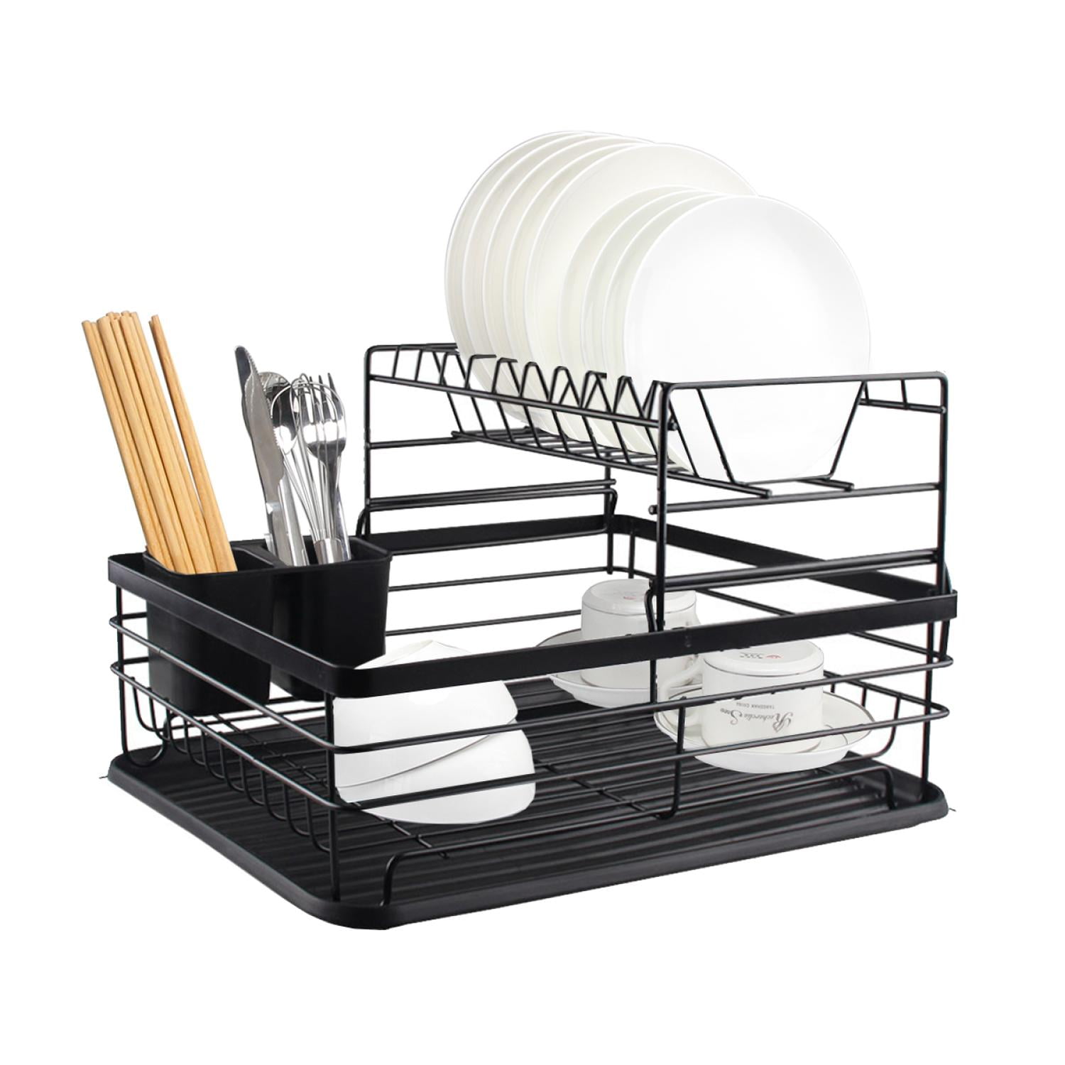 Secaplatos Escurridor 2 Niveles Acero Inox Negro Simplit Negro