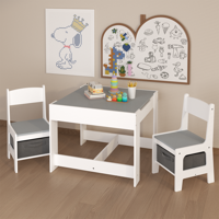 M&Ms - Kids Table And Chair Set, 3 In 1 Wooden Activity Table With Storage Drawer For Toddlers Drawing, Reading, Crafts, 2 In 1 Detachable Tabletop Table Set For Nursery, Playroom