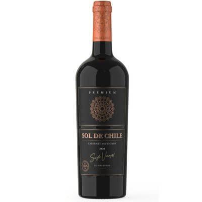 Vino Tinto Cabernet Sauvignon Premium 14° Botella 750 Ml Sol De Chile
