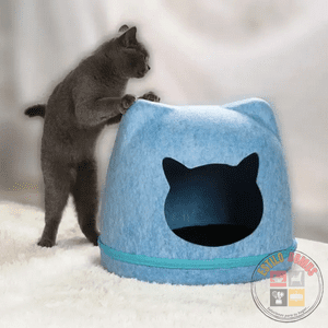 Estilodomus - Cama Para Gatos De Fieltro Iglú Gato Facil Limpieza Con Cojin - Azul