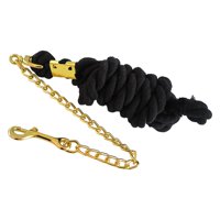 Ioensy - Cuerda De Guía De Caballo De Algodón Trenzado Con Accesorios De Cadena Negro 3 Metros