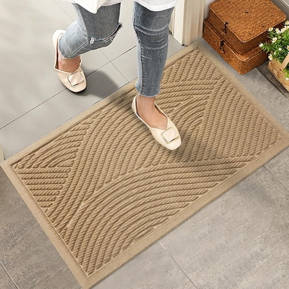Tapete de entrada HIYARD 91 x 61 cm absorbente antideslizante beige