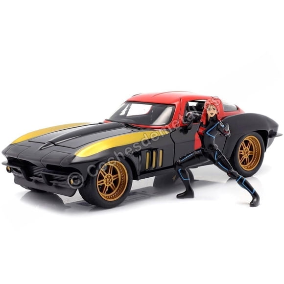 Coche fundido a presión Jada 1966 Chevy Corvette Stingray 1:24 con figura