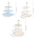 thumbnail image 4 of Soporte para cupcakes de 3 niveles, soporte para postres, bandejas para galletas, bandeja de plástico para servir postres para fiestas de cumpleaños en casa, color blanco, 4 of 5