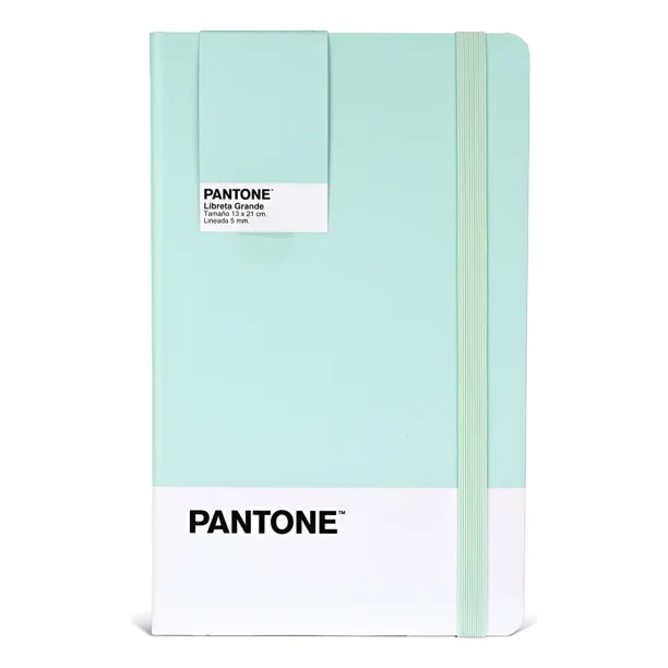 Libreta Pantone Grande Con Elástico Vertical Lineada MENTA