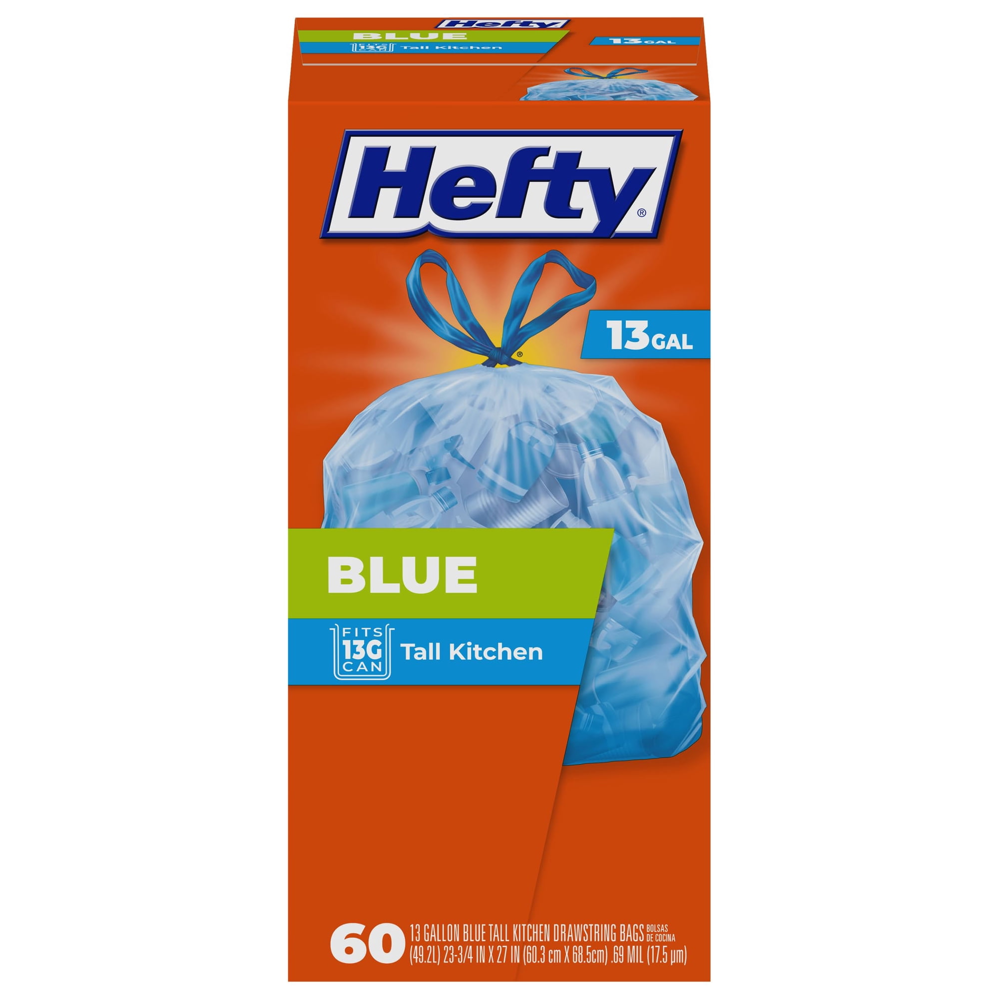 Bolsas De Basura Hefty Blue, 13 Galones, 60 Unidades