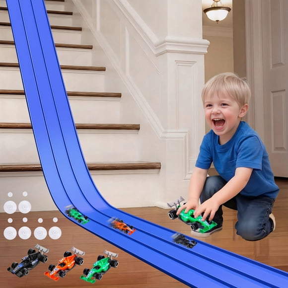 Pista de carreras flexible de 3 carriles de 4,5 m con ventosas JAESITETER