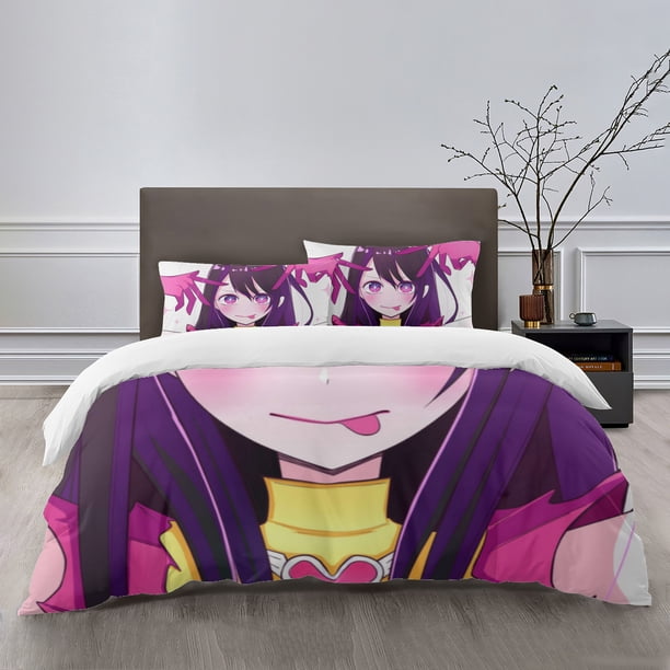 OSHI NO KO Bedding Sets Bed Cartoon Duvet Cover Lightweight 3 Piece Bet Sets for Kids Boys Girls