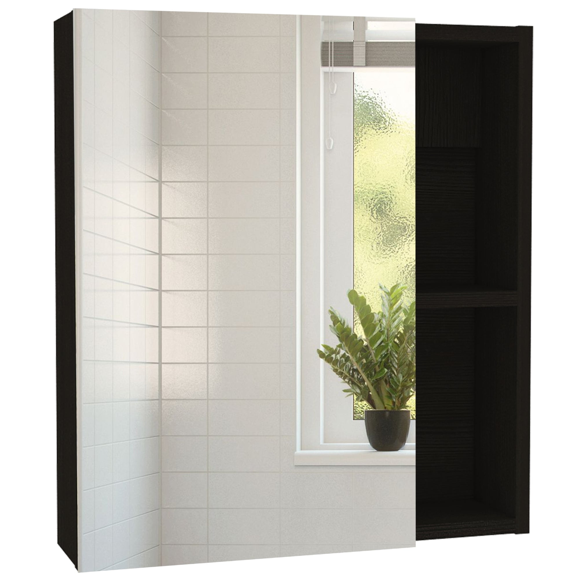 Fmfurniture - Botiquin Con Espejo 1 Puerta Fm-017n - Negro