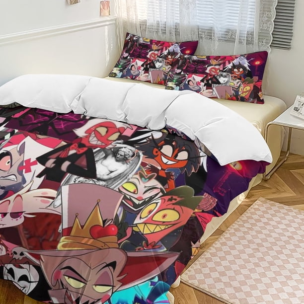 Hazbin Hotel 3-Piece Twin Bed Set - Includes 1 Single Comforter And 2 Pillowcases Bedding - Fade Resistant Microfiber - Hazbin Hotel